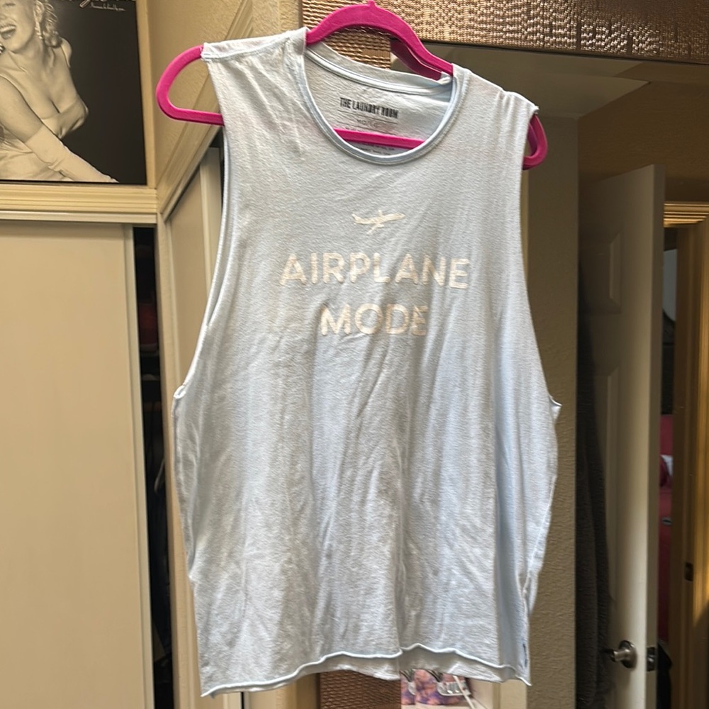 The Laundry Room Light Blue Sleeveless 'Airplane Mode' Tank Top